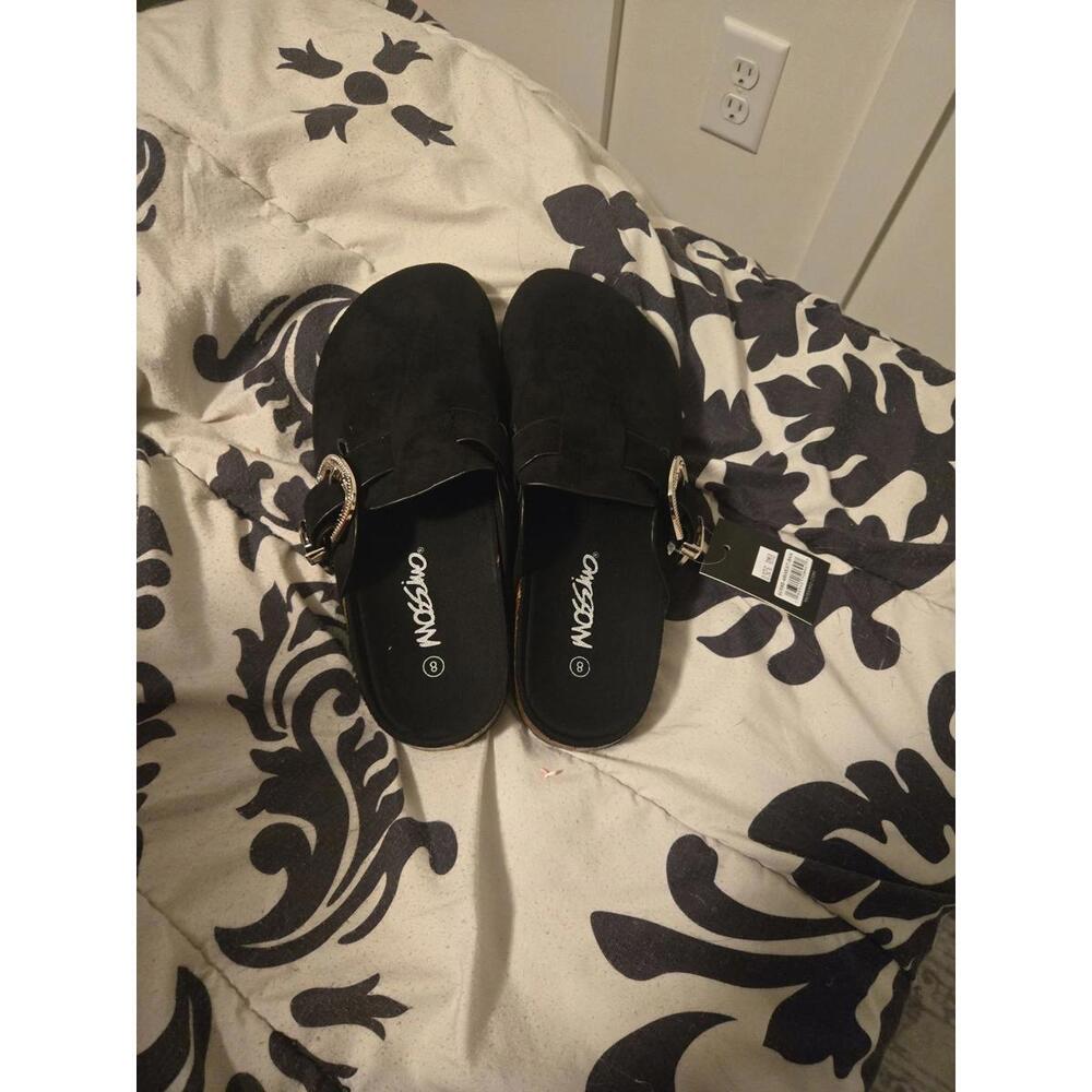 Mossimo Black Suede Western Buckle Clogs - Size 8 - Picture 2 of 2